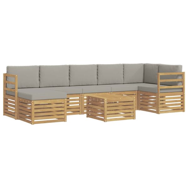 Комплект дивани за открито 8 pcs Бяло и светлосиво