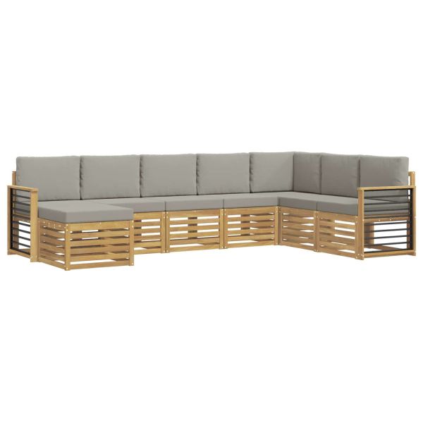 Комплект дивани за открито 8 pcs Бяло и светлосиво