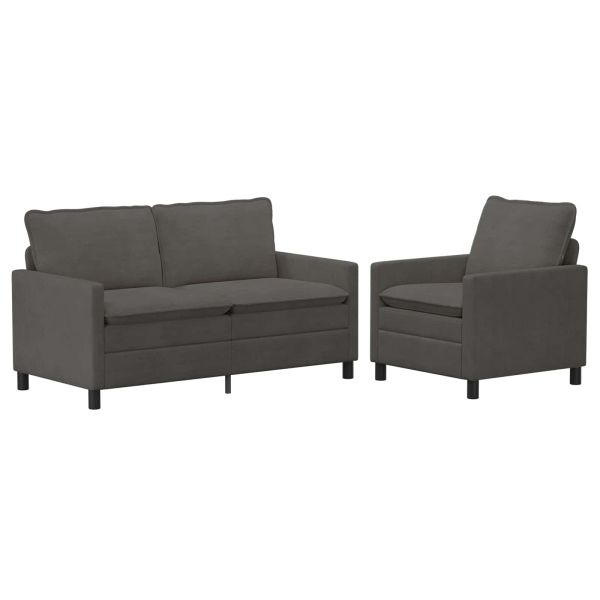 Комплект дивани 2 pcs Тъмносиво Текстил