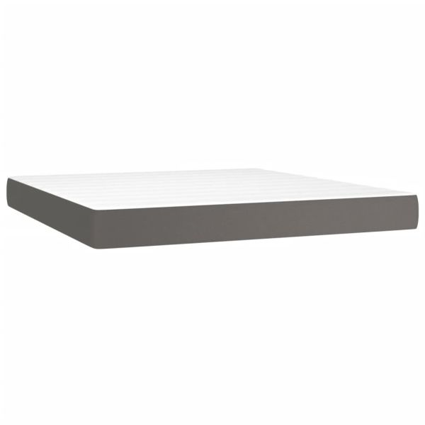 Матрак с покет пружини средна твърдост сив 160x200x20 см изкуствена кожа