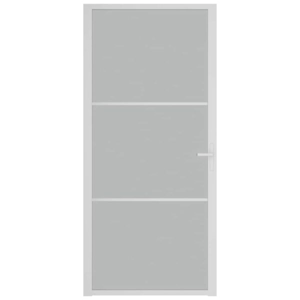 Интериорна врата 93x201,5 см бял мат стъкло и алуминий