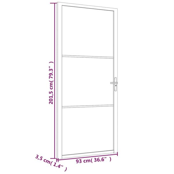 Интериорна врата 93x201,5 см бял мат стъкло и алуминий