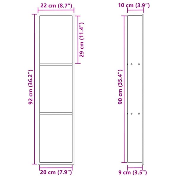 Нишата за душ Черен 90 x 20 x 9,5 см Неръждаема стомана