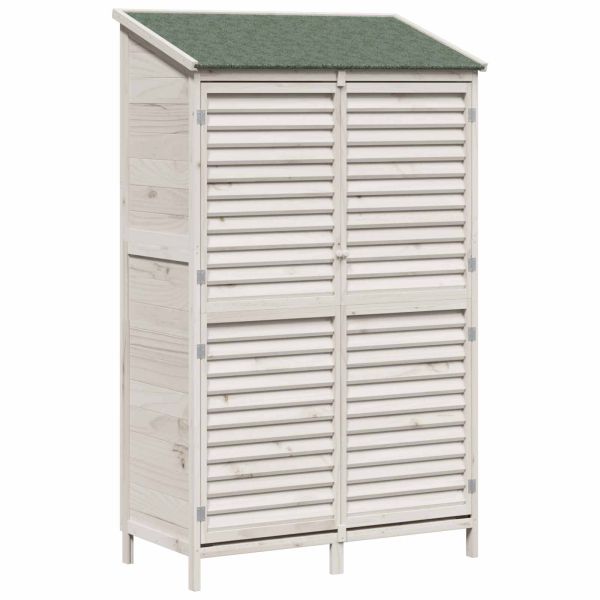Градина постройка Бяло 106 x 56 x 176,5 см Солидно ела дърво