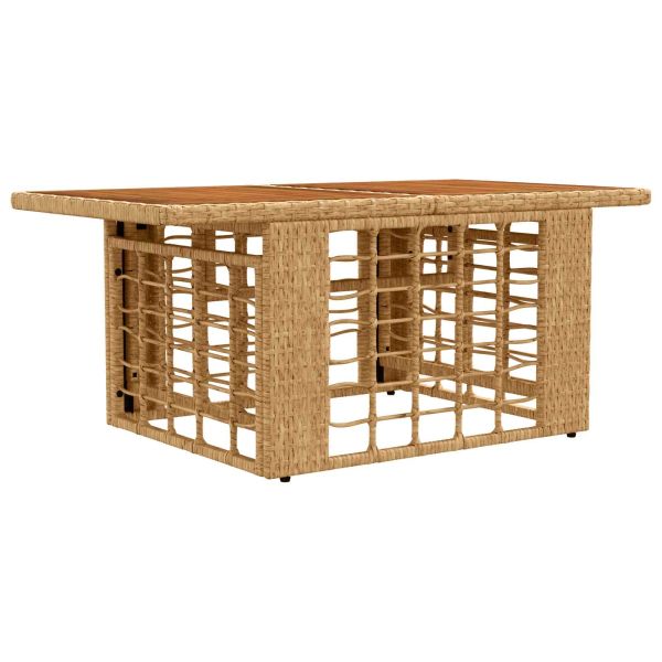 Градинска маса Натурално 100 x 55 x 37 cm PE Ратаново и Стъкло