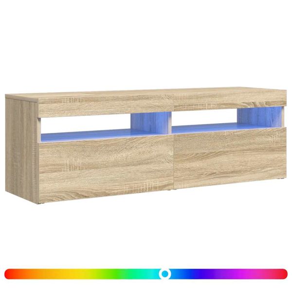 ТВ шкаф с LED осветление, дъб сонома, 120x35x40 см