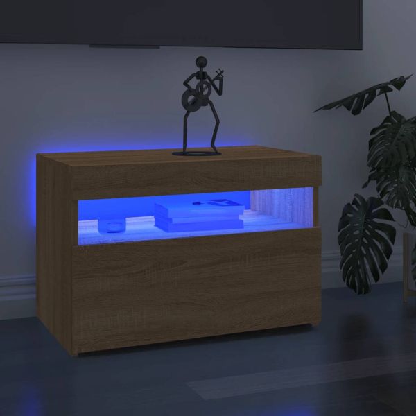ТВ шкаф с LED осветление, дъб сонома, 60x35x40 см
