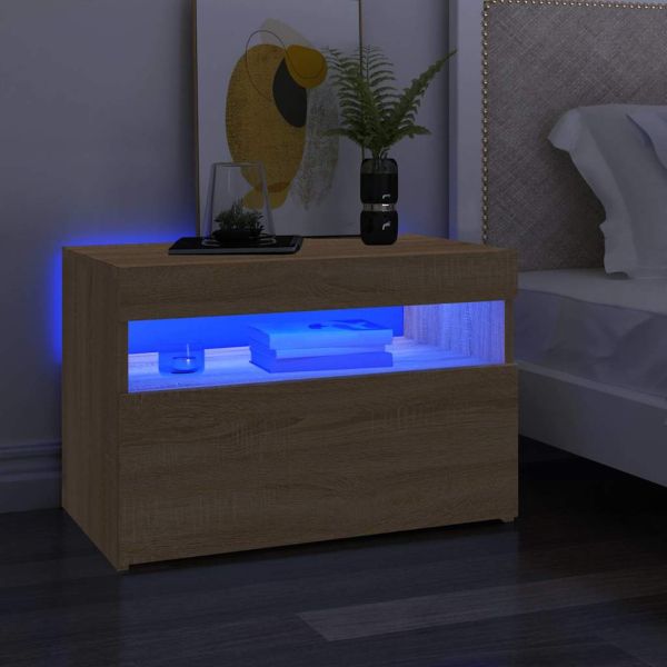ТВ шкаф с LED осветление, дъб сонома, 60x35x40 см