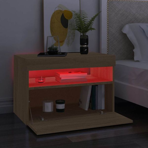 ТВ шкаф с LED осветление, дъб сонома, 60x35x40 см