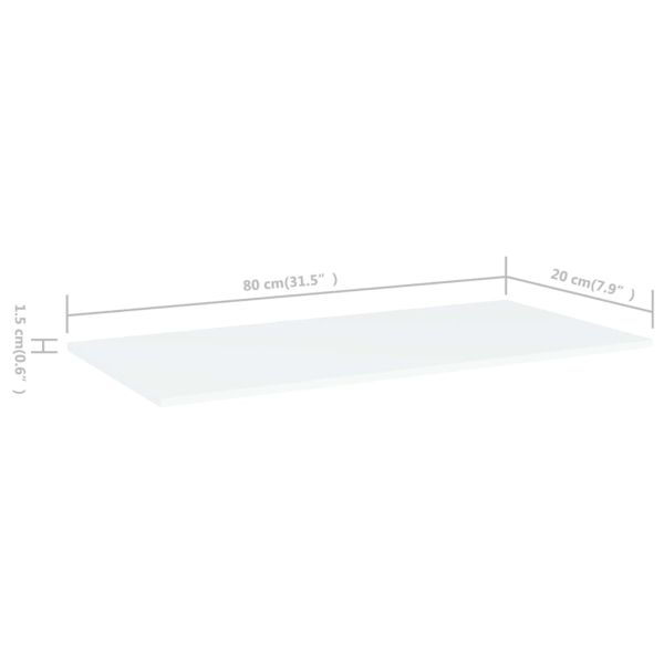 Рафтове за етажерка, 4 бр, бели, 80x20x1,5 см, инженерно дърво