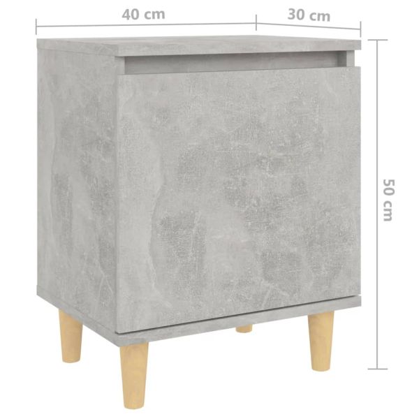 Нощни шкафчета крака дърво масив 2 бр бетонно сиви 40x30x50 см
