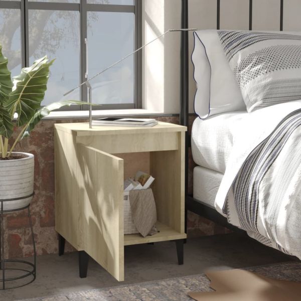 Нощни шкафчета с метални крака, сонома дъб, 40x30х50 см