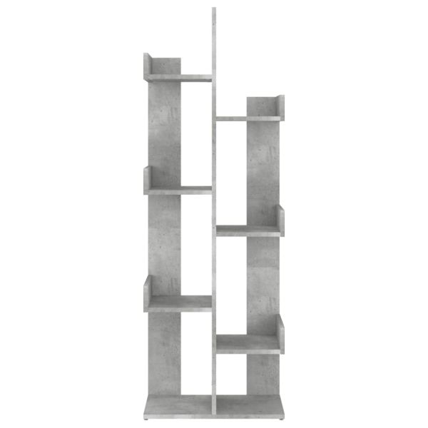 Библиотека, бетонно сива, 48x25,5x140 см, инженерно дърво