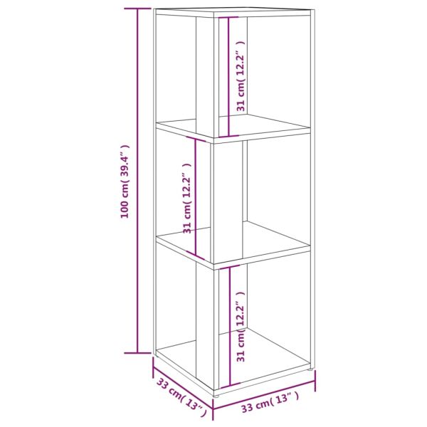 Ъглов шкаф, бял, 33x33x100 см, инженерно дърво