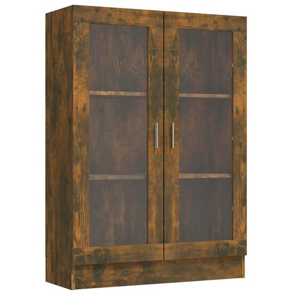 Шкаф витрина, опушен дъб, 82,5x30,5x115 см, инженерно дърво