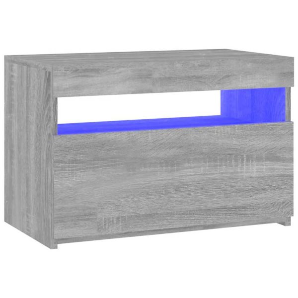 ТВ шкаф с LED осветление, сив сонома, 60x35x40 см