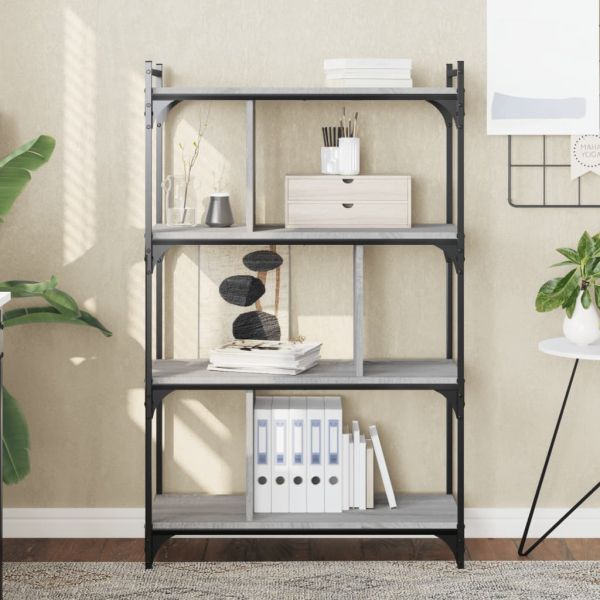 Библиотека 4 рафта сив сонома 76x32x123 см инженерно дърво