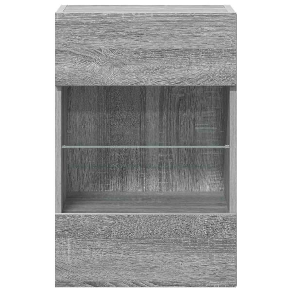 Стенни шкафове с LED светлини за телевизор, 2 бр, сив сонома, 40x30x60,5 см