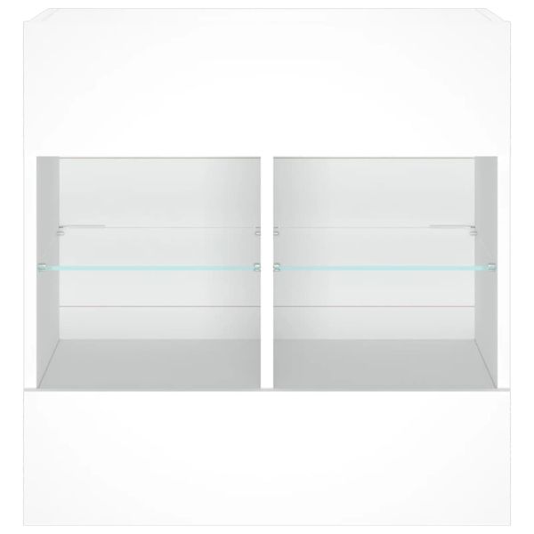 Стенен ТВ шкаф с LED осветление, бял, 58,5x30x60,5 см