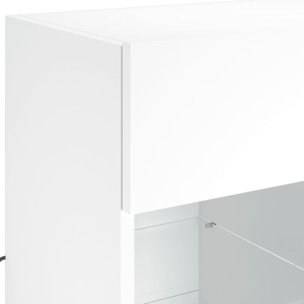 Стенен ТВ шкаф с LED осветление, бял, 58,5x30x60,5 см