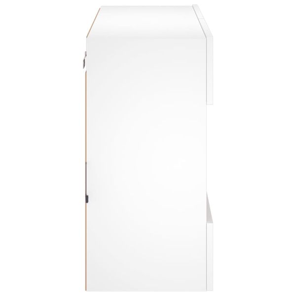 Стенен ТВ шкаф с LED осветление, бял, 78,5x30x60,5 см