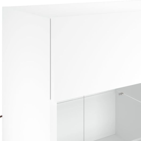 Стенен ТВ шкаф с LED осветление, бял, 78,5x30x60,5 см