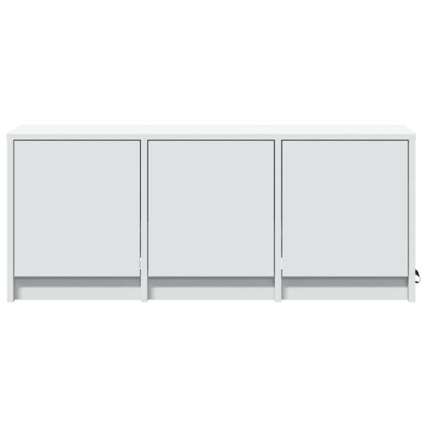 ТВ шкаф с LED, бял, 97x34x40 см, инженерно дърво