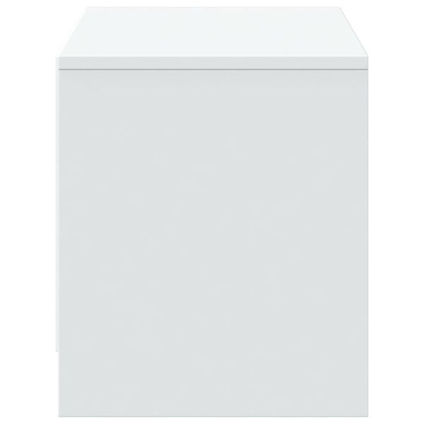 ТВ шкаф с LED, бял, 97x34x40 см, инженерно дърво