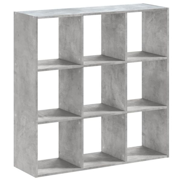 Библиотека, бетонно сива, 102x32x102 см, инженерно дърво