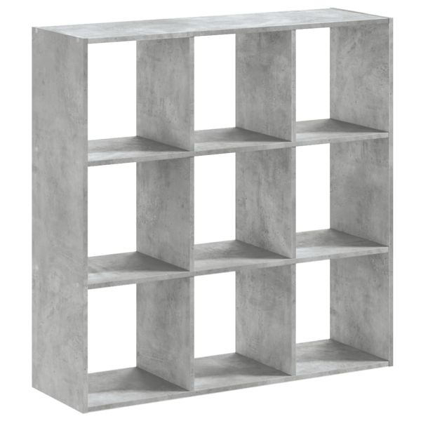 Библиотека, бетонно сива, 102x32x102 см, инженерно дърво