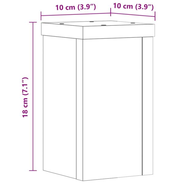 Стойки за растения 2 бр кафяв дъб 10x10x18 см инженерно дърво