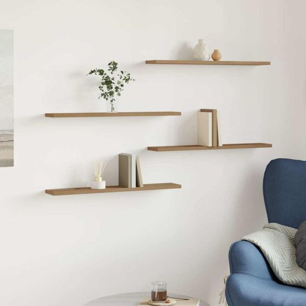 Рафтове за книги 4 бр дъб артизан 60x10x1,5 см инженерно дърво