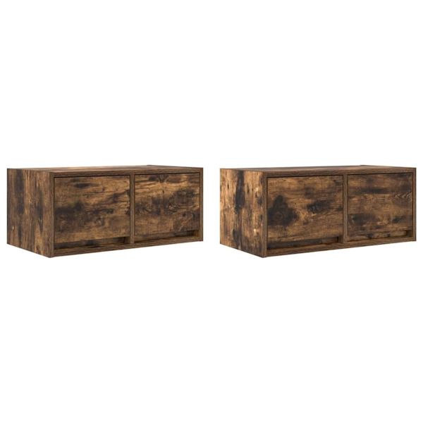 ТВ шкафове 2 бр Опушен дъб 60x31x25,5 см инженерно дърво
