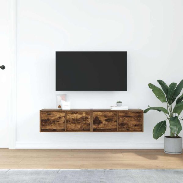 ТВ шкафове 2 бр Опушен дъб 60x31x25,5 см инженерно дърво