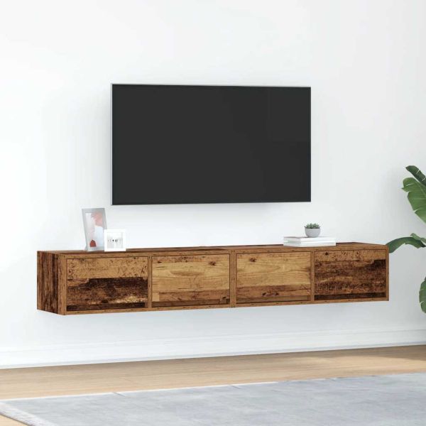 ТВ шкафове 2 бр Старо дърво 80x31x25,5 см инженерно дърво