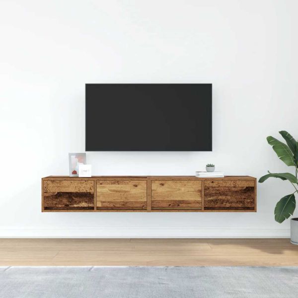 ТВ шкафове 2 бр Старо дърво 80x31x25,5 см инженерно дърво