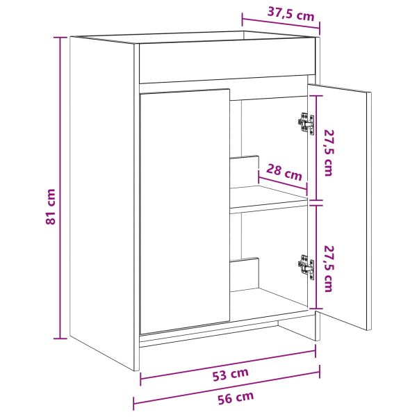 Кабинет под мивка за баня Опушен дъб 56 x 37,5 x 81 см