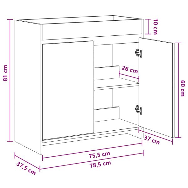Кабинет под мивка за баня Бяло 78,5 x 37,5 x 81 см