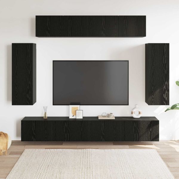 Комплект ТВ шкаф 6 pcs Черния дъб 100 x 30 x 30 cm