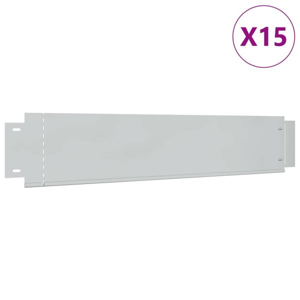 Бордюрни ленти, 15 бр, поцинкована стомана, 100x20 см