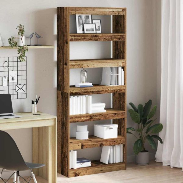 Шкаф за книги Старо дърво 80 x 30 x 198 см Инженерно дърво