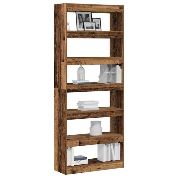 Шкаф за книги Старо дърво 80 x 30 x 198 см Инженерно дърво