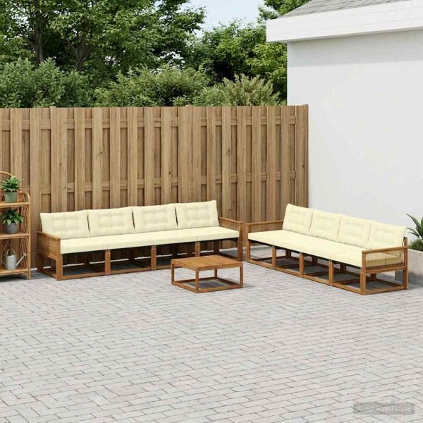 Комплект дивани за открито 9 pcs Натурален и Крема