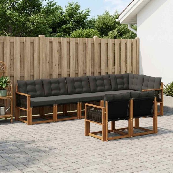 Комплект дивани за открито 8 pcs Естествено и черно