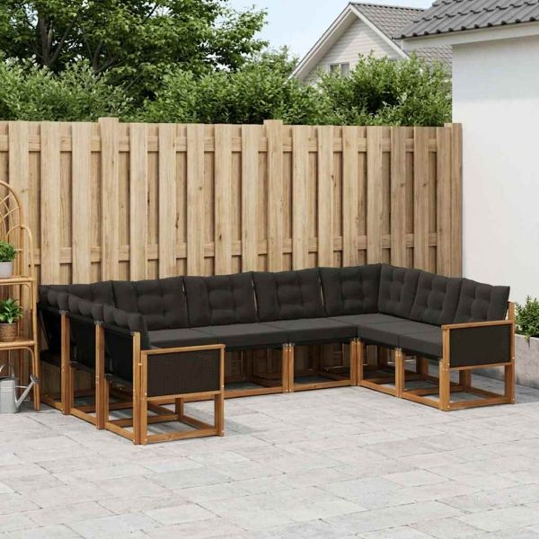 Комплект дивани за открито 9 pcs Естествено и черно