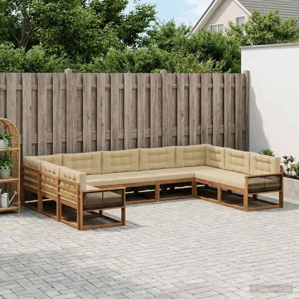 Комплект дивани за открито 9 pcs Натурален и Бежов