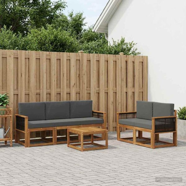 Комплект дивани за открито 6 pcs Натурален и Антрацит