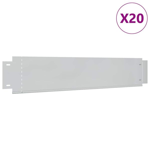 Бордюрни ленти, 20 бр, поцинкована стомана, 100x20 см
