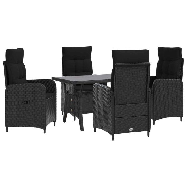Комплект за хранене на открито 5 pcs Черно полиратан