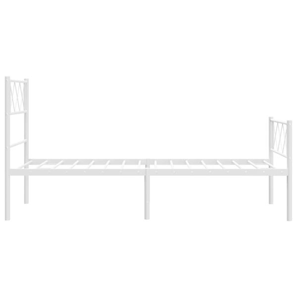 Метална рамка за легло с горна и долна табла, бяла, 100x200 см